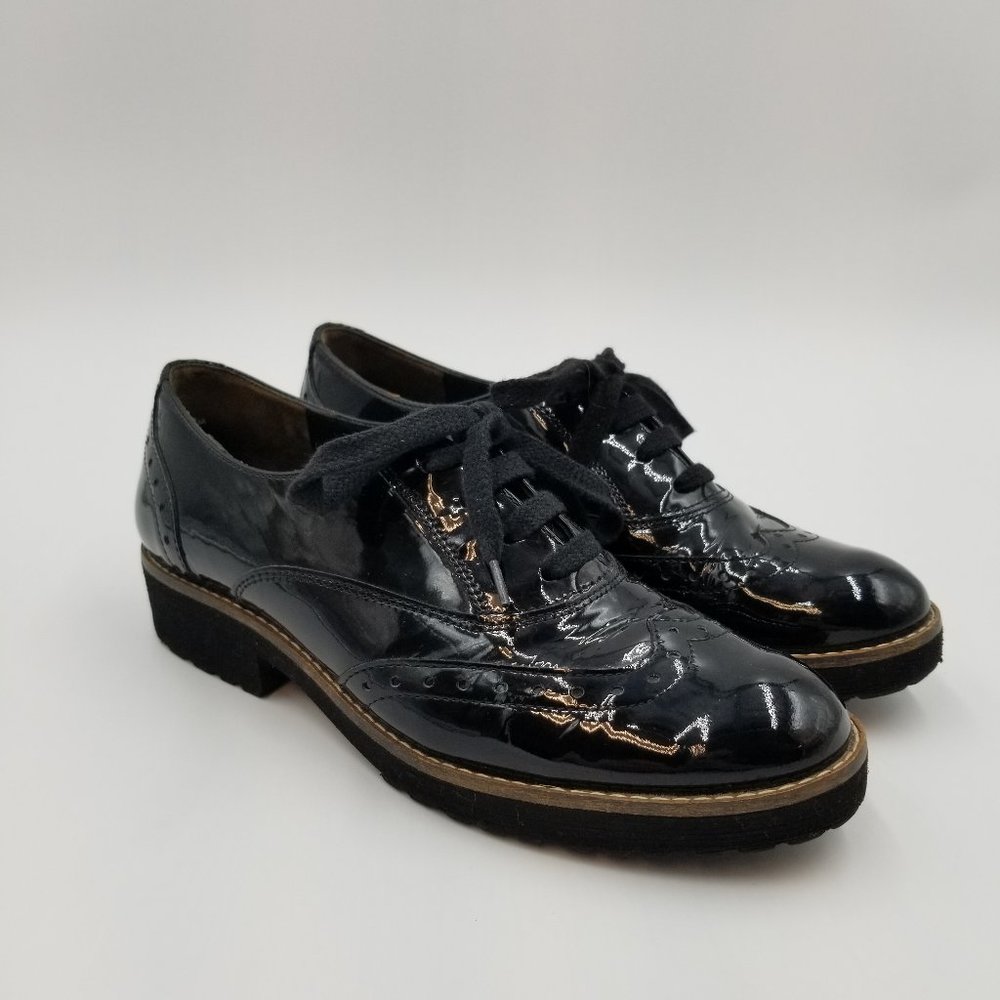 Paul Green Black Patent Leather Wingtip Oxford Shoes 6.5 US (4 UK)